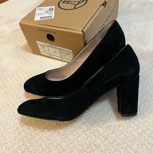 Black suede heels